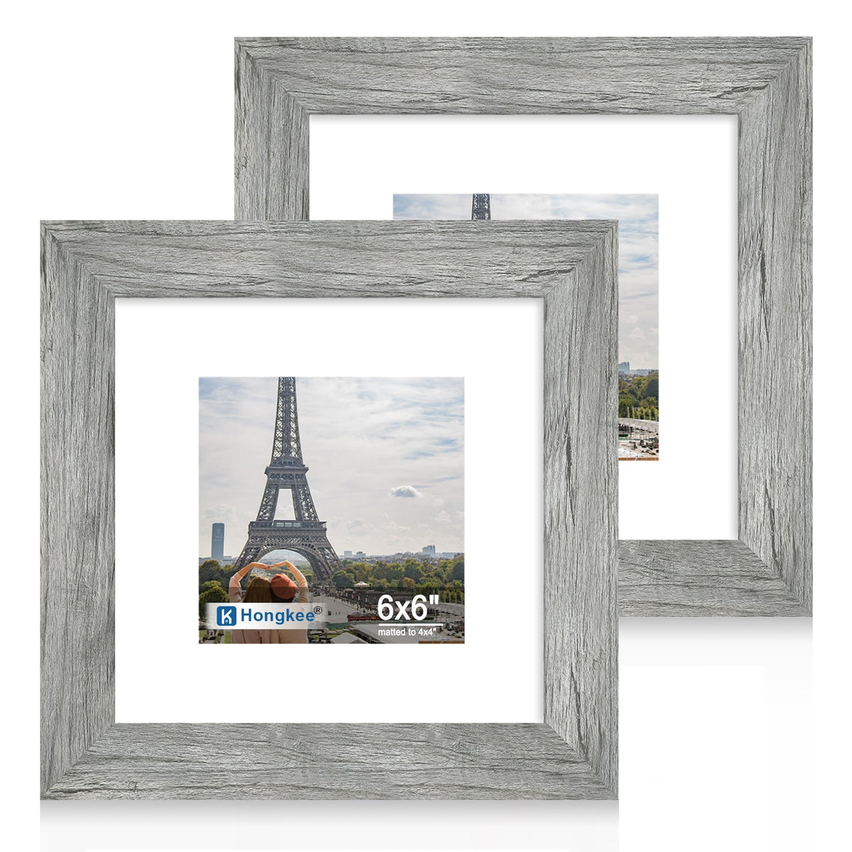 Hongkee 8x11 Picture Frame Set of 2, Real Glass, Rustic Brown Wood Frame