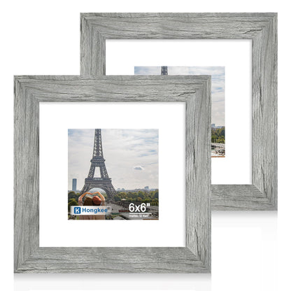Hongkee 8x11 Picture Frame Set of 2, Real Glass, Rustic Brown Wood Frame