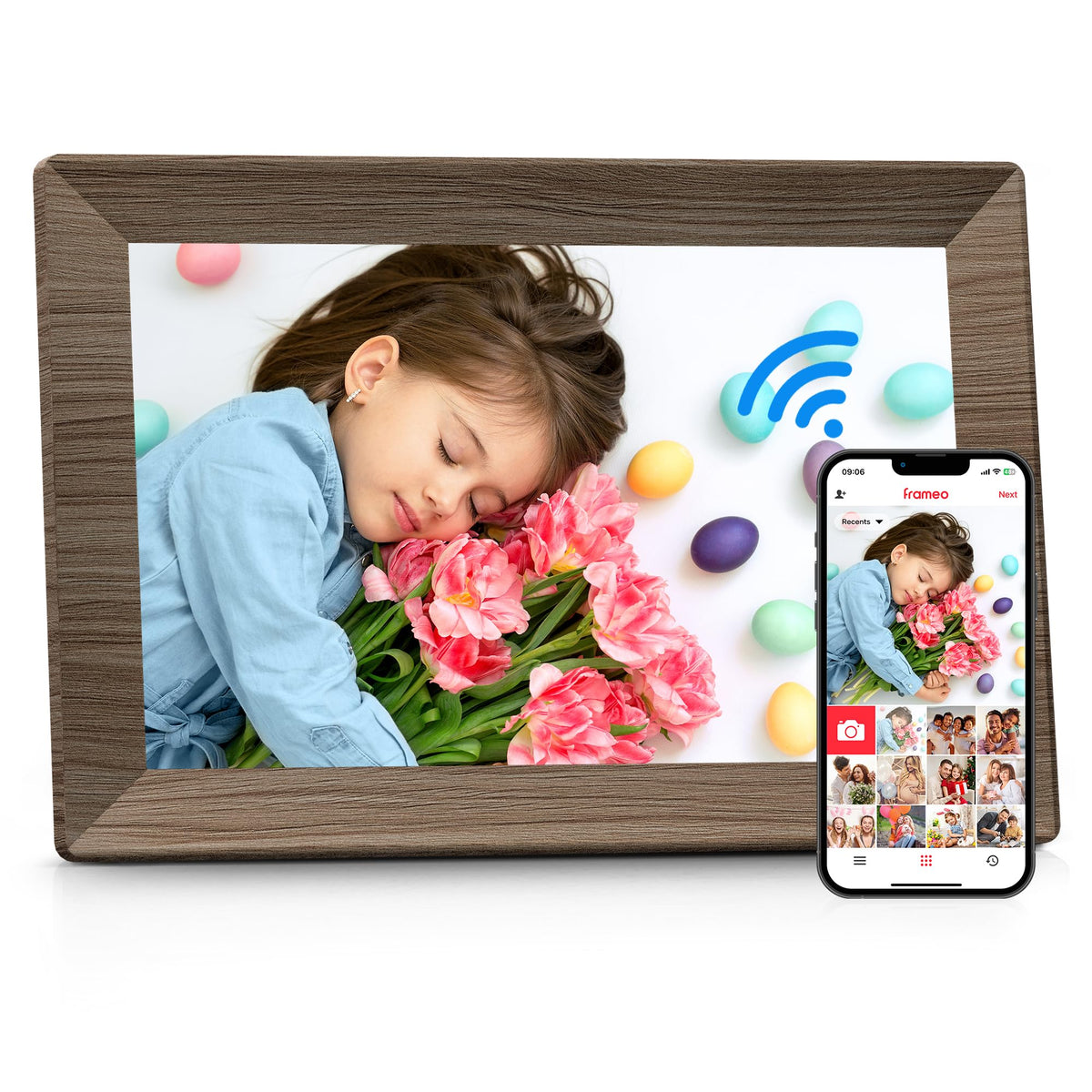 Frameo Digital Picture Frame,10.1" Electronic Photo Frames WiFi, 32GB