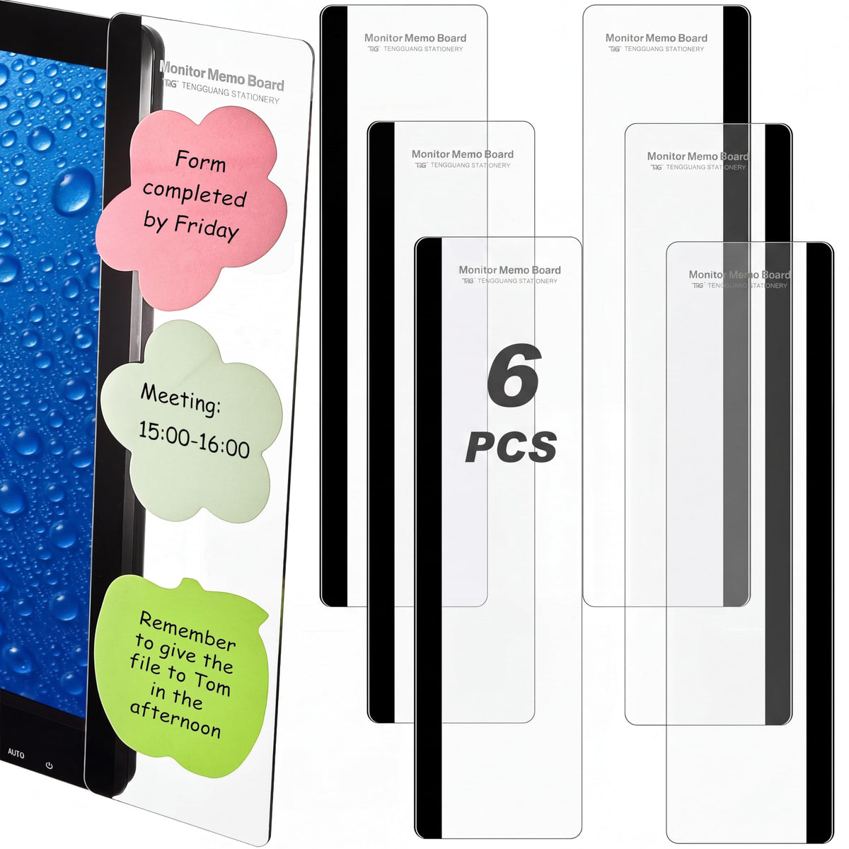 Zonon 4 Pieces Monitor Memo Board for Computer Transparent Acrylic
