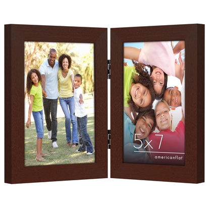 Americanflat Hinged 8x10 Picture Frame with Shatter-Resistant Glass - Double Picture Frames with Engineered Wood - Signature Collection - Photo Frame for Tabletop Display - Black