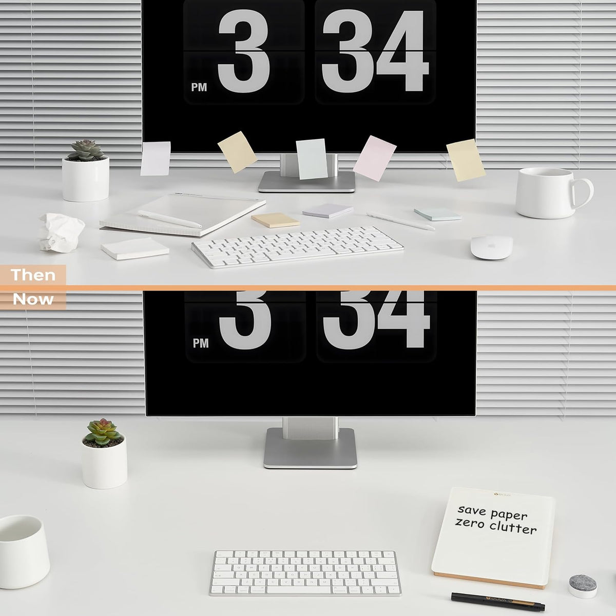 Yeoux Desktop Glass Whiteboard with Reversible Wood Stand 9.5"x6.7"