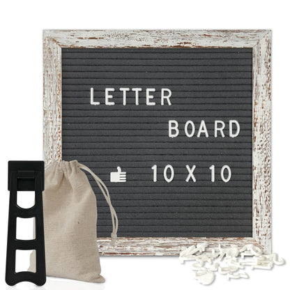 4 THOUGHT 10"x10" Felt Letter Board with Stand with Wooden Frame, Oak