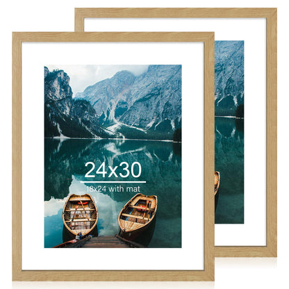 Hongkee 8x11 Picture Frame Set of 2, Real Glass, Rustic Brown Wood Frame