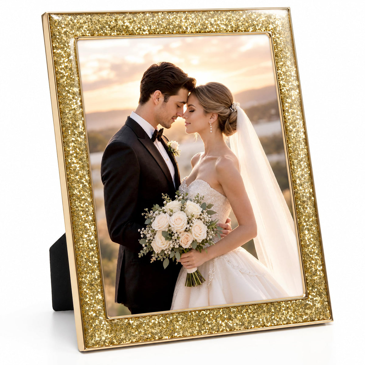 4x6 Enamel Picture Frame with Gold Metal Edge & HD Tempered Glass, Yellow