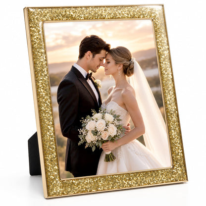 4x6 Enamel Picture Frame with Gold Metal Edge & HD Tempered Glass, Yellow