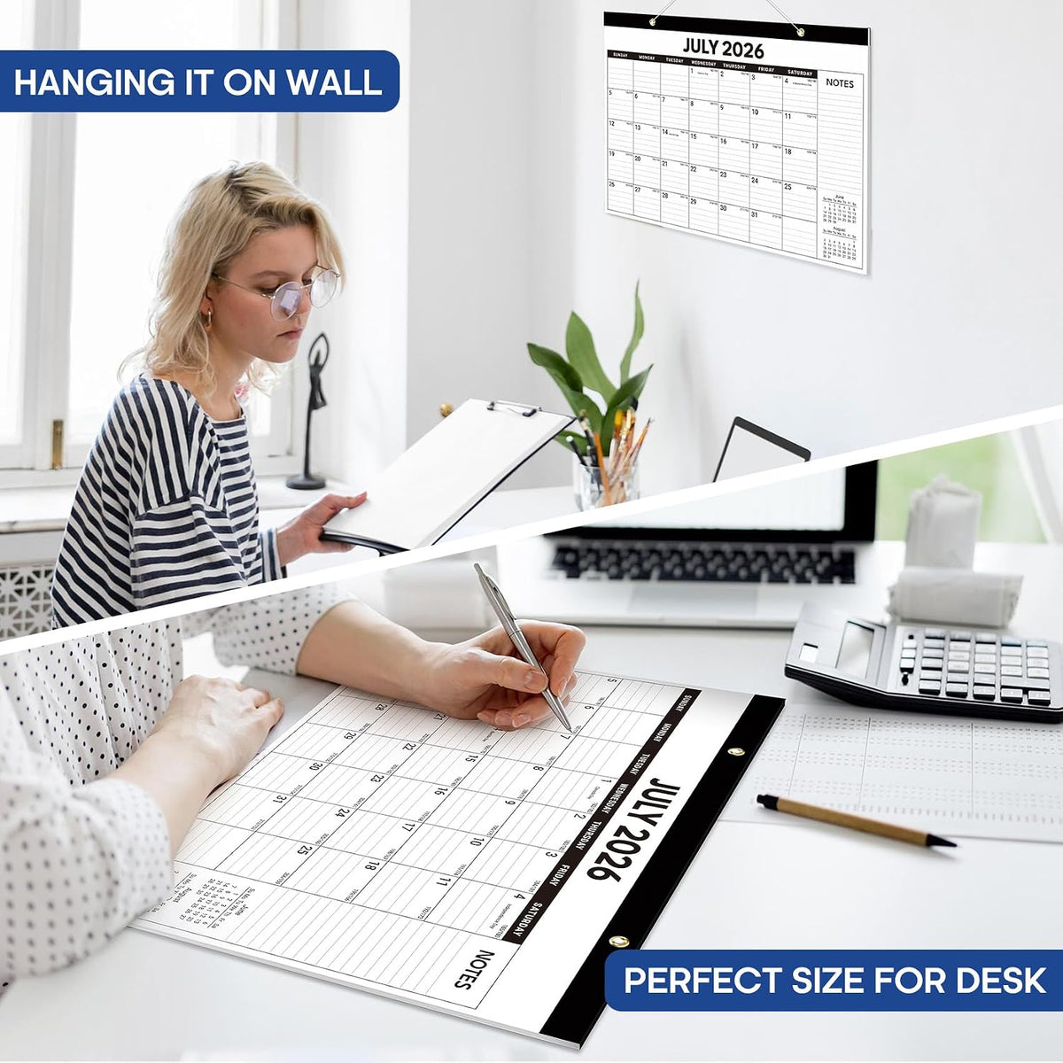 Taja 3 Pack of Desk Calendar 2026-2027, Jul 2026-Dec 2027, 17" x 12"