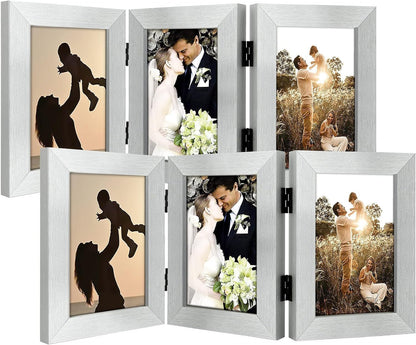 Golden State Art, 5x7 Triple Picture Frame Black- Real Glass, 1 Pack