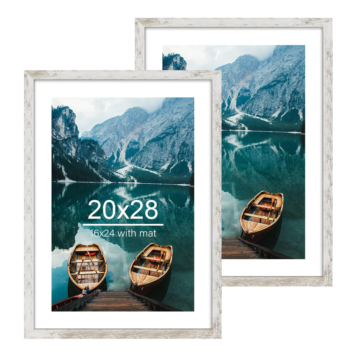 Hongkee 8x11 Picture Frame Set of 2, Real Glass, Rustic Brown Wood Frame