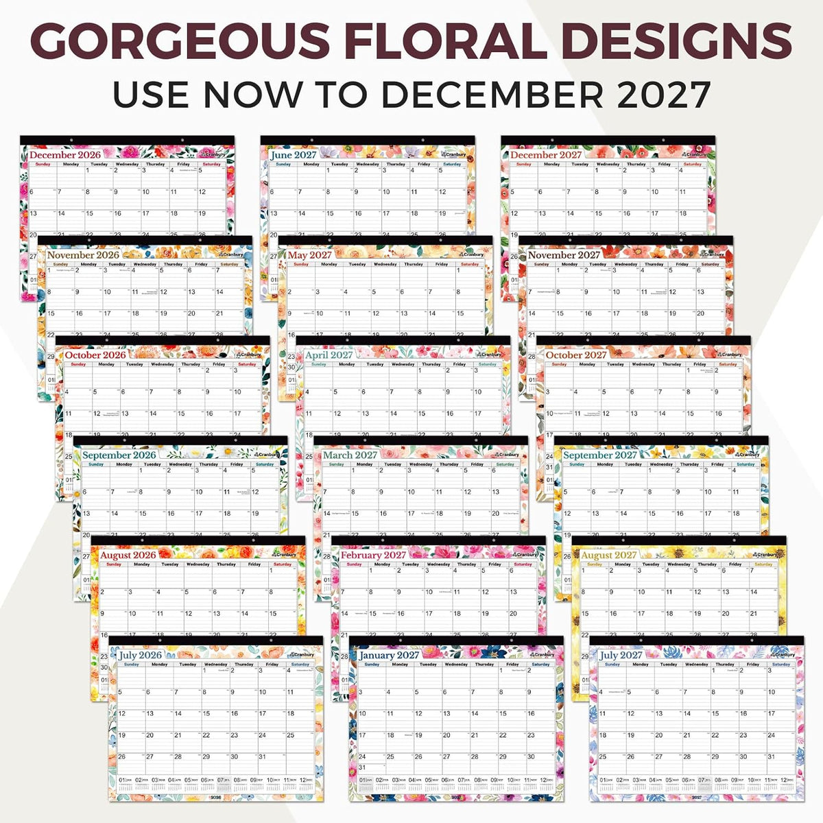 CRANBURY 2026-2027 Desk Calendar 22x17, 18-Month Monthly Planner