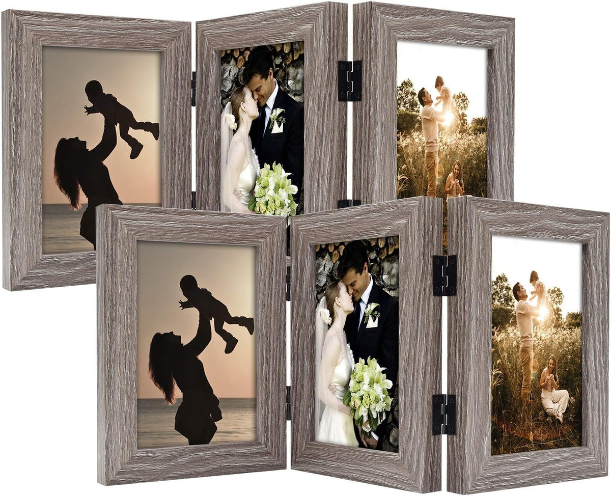 Golden State Art, 5x7 Triple Picture Frame Black- Real Glass, 1 Pack