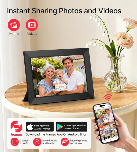 Frameo Digital Picture Frame 10.1" Electronic Photo Frames WiFi 32GB Memory