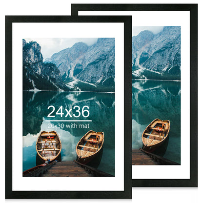 Hongkee 8x11 Picture Frame Set of 2, Real Glass, Rustic Brown Wood Frame