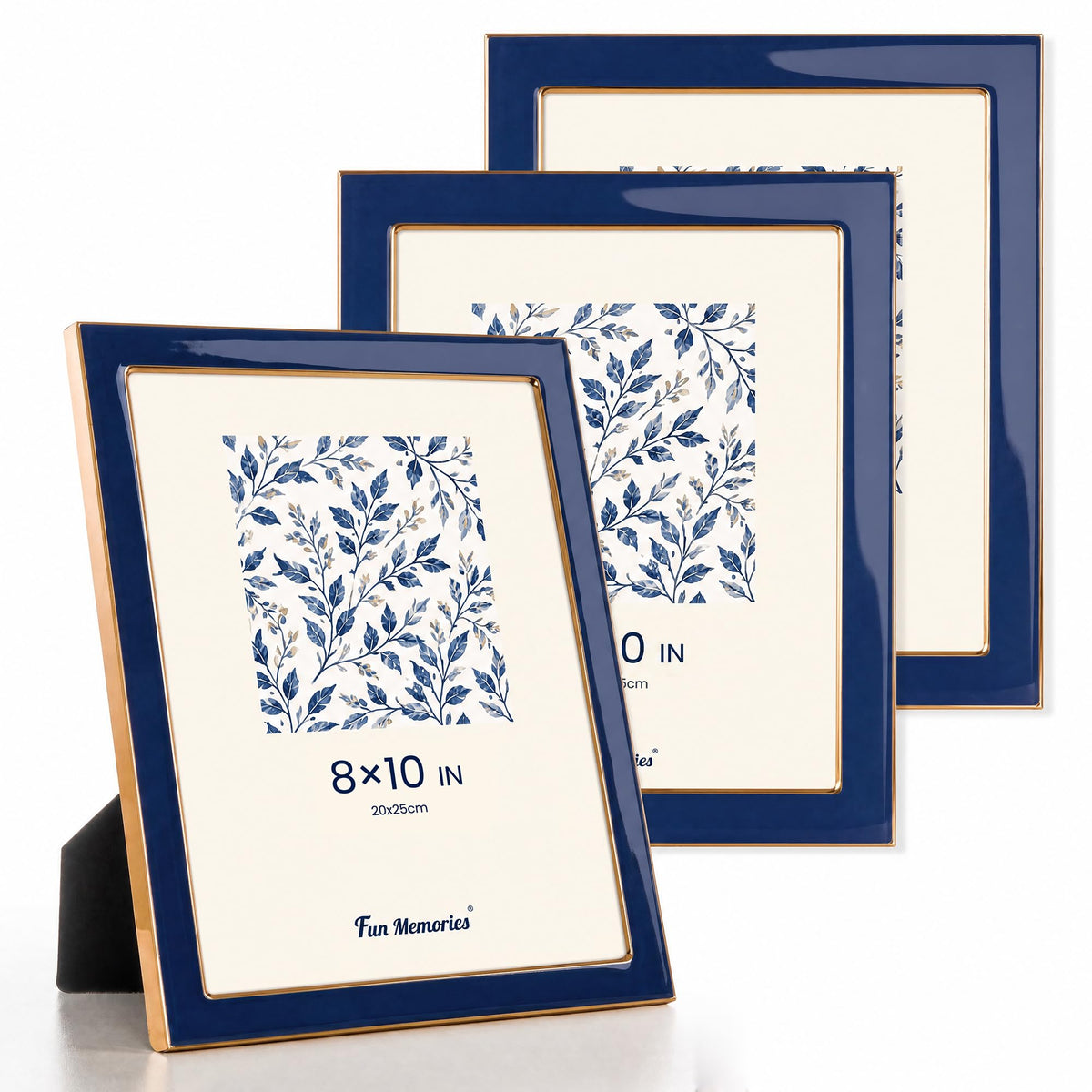 Fun Memories 4x6 Enamel Picture Frame with HD-Tempered Glass, Gold Metal Edge with Easel, Vertical & Horizontal Display, Wall and Tabletop Display Family Photo Gallery (White Enamel,1P)