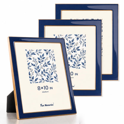 Fun Memories 4x6 Enamel Picture Frame with HD-Tempered Glass, Gold Metal Edge with Easel, Vertical & Horizontal Display, Wall and Tabletop Display Family Photo Gallery (White Enamel,1P)