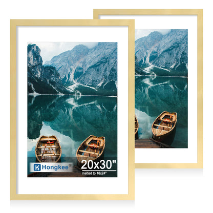 Hongkee 8x11 Picture Frame Set of 2, Real Glass, Rustic Brown Wood Frame