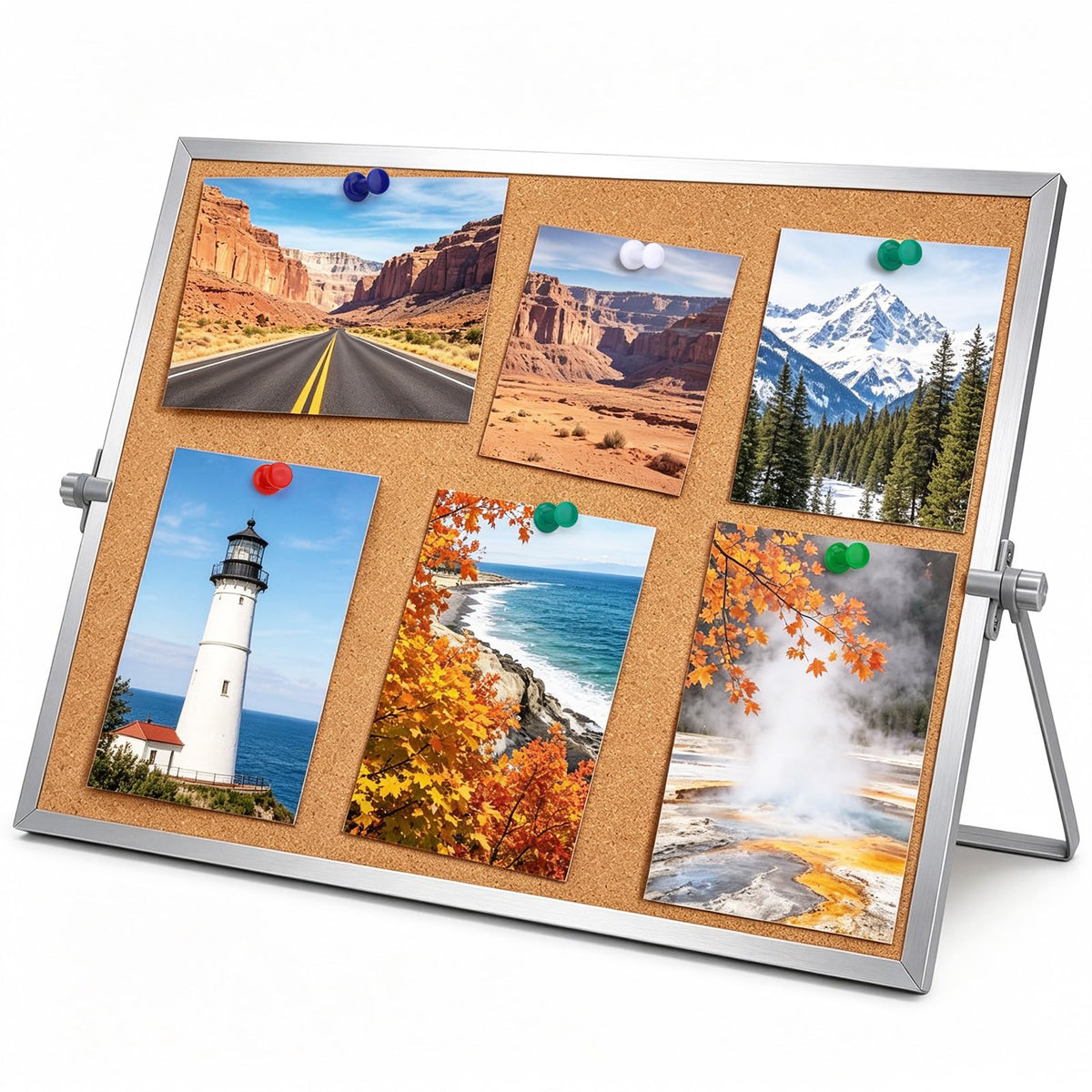 11.81"×15.74" Double Sided Cork Bulletin Board Aluminum Border Stand