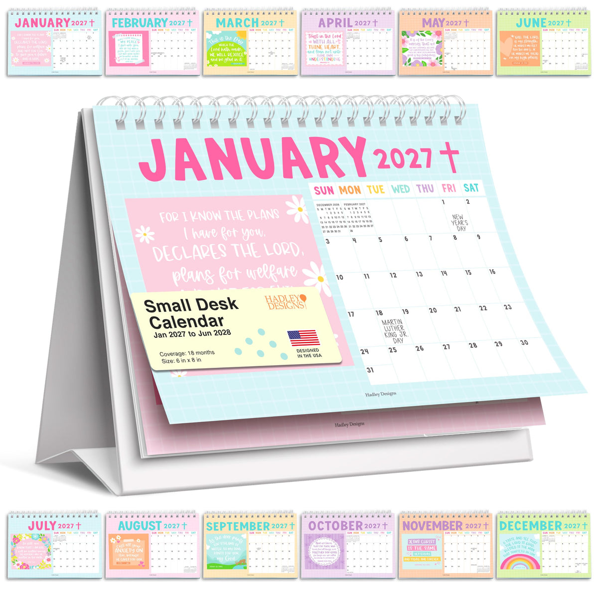 Small Desk Calendar 2026-2027 Standing Flip - 2026 Desk Calendar Small