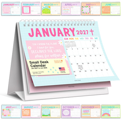 Small Desk Calendar 2026-2027 Standing Flip - 2026 Desk Calendar Small