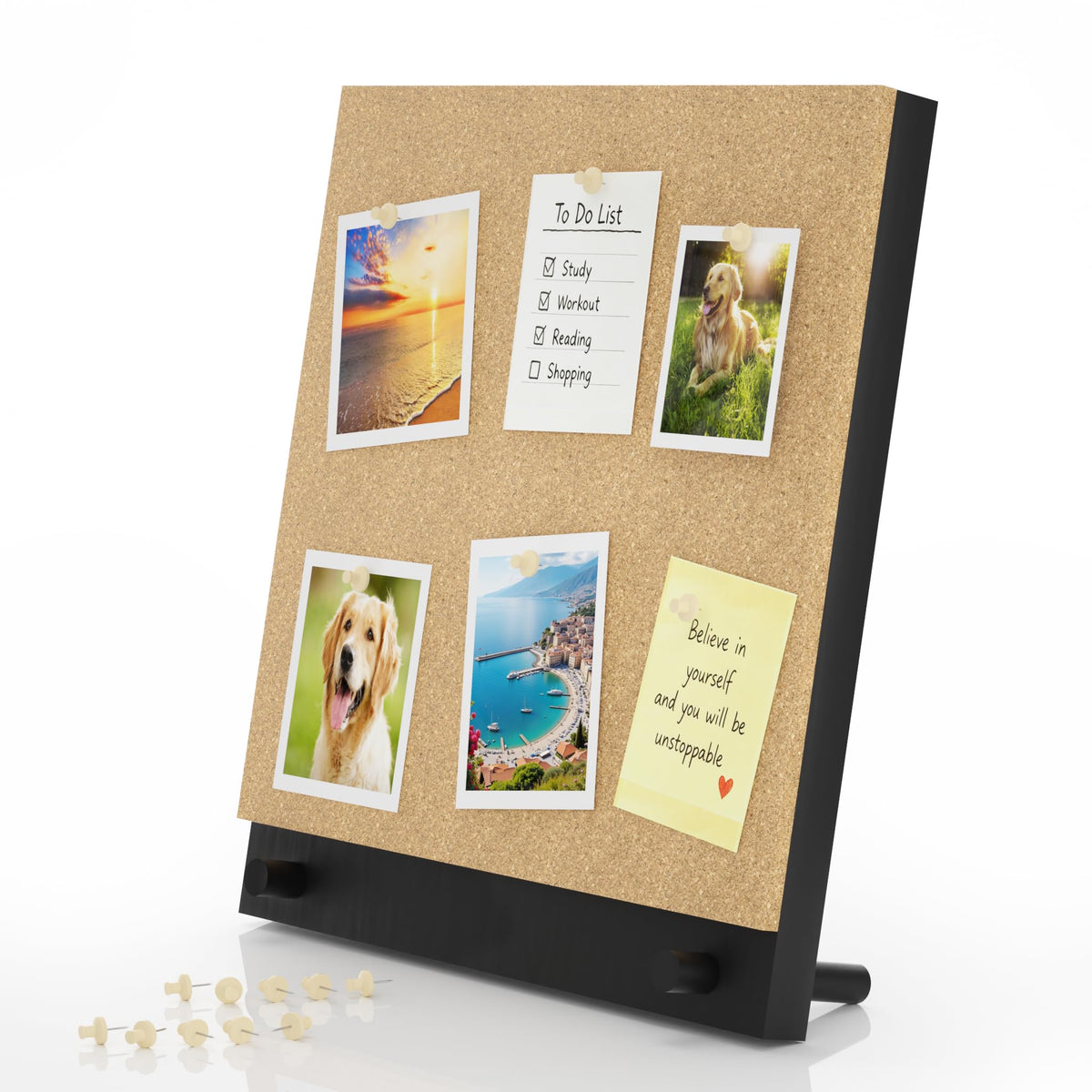 Trycooling Wood Frame Bulletin Board, Cork Board, Wood, Small