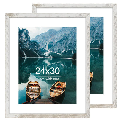 Hongkee 8x11 Picture Frame Set of 2, Real Glass, Rustic Brown Wood Frame