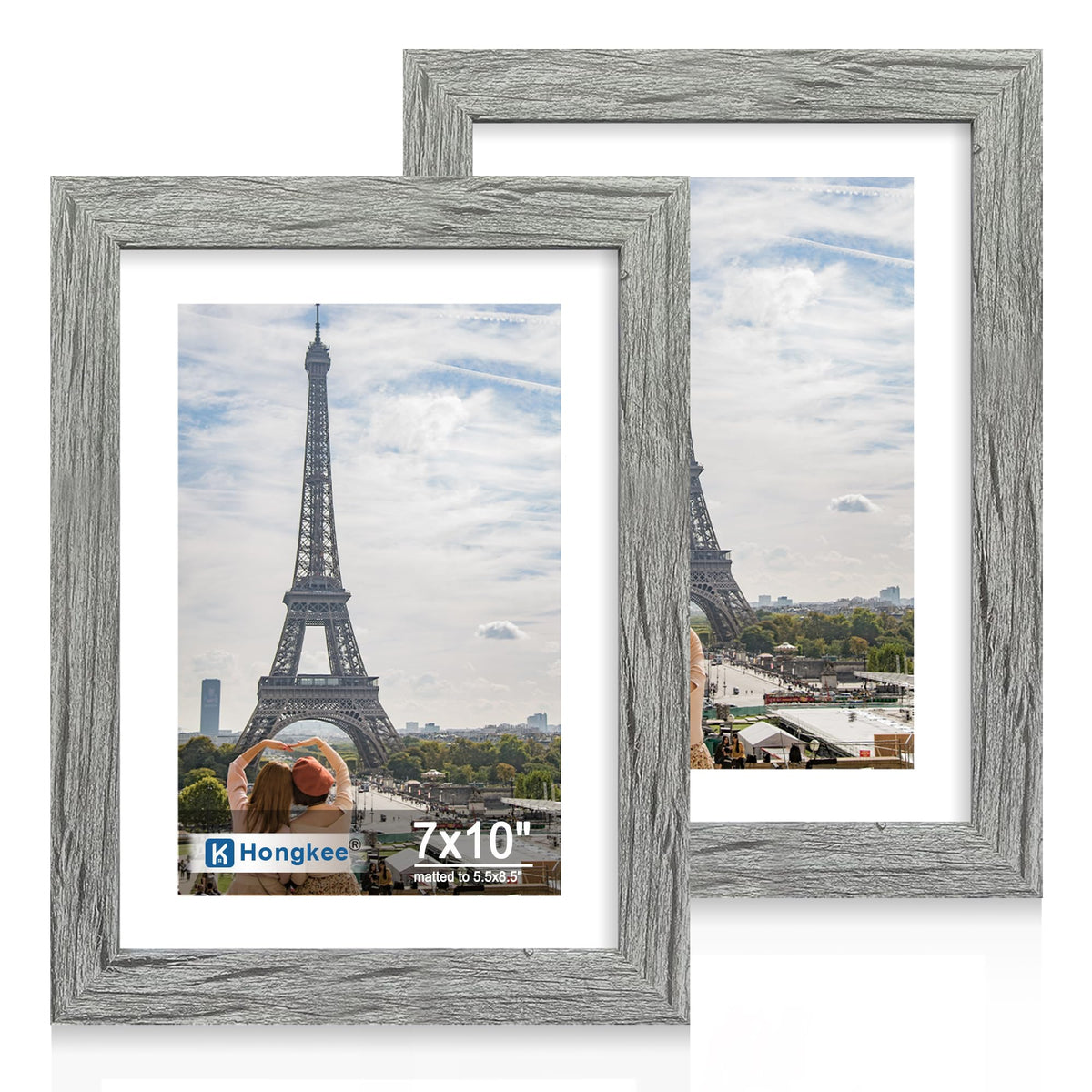 Hongkee 8x11 Picture Frame Set of 2, Real Glass, Rustic Brown Wood Frame