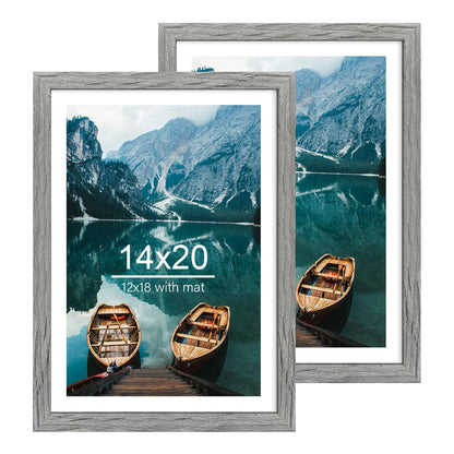 Hongkee 8x11 Picture Frame Set of 2, Real Glass, Rustic Brown Wood Frame