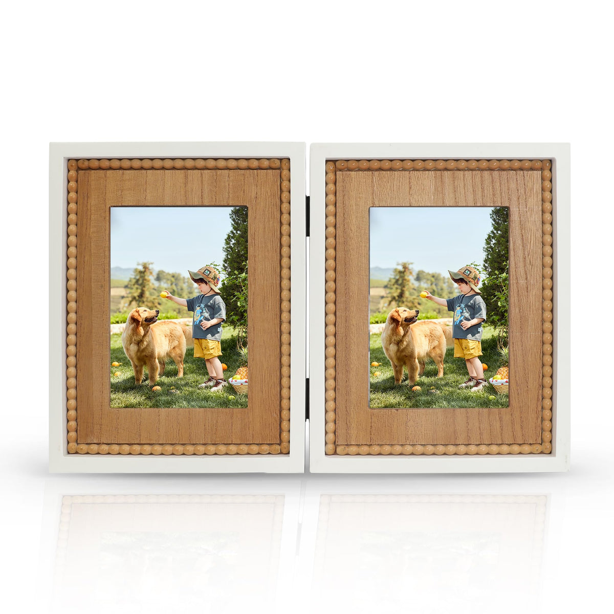 RiteSune Rustic Picture Frame 3 Folding 5X7 Triple Hinged