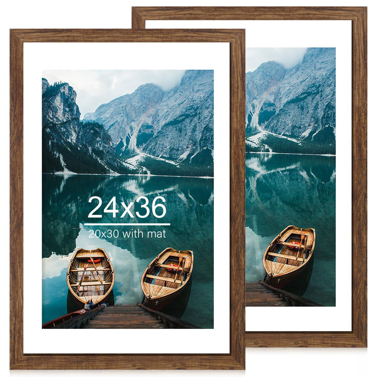 Hongkee 8x11 Picture Frame Set of 2, Real Glass, Rustic Brown Wood Frame
