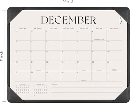 Simplified Desk Calendar 2026-2027 with Desktop Mat, Desk Pad Calendar from July 2026 to December 2027, 14 x 11 Inch, Desk Blotter Calendar for Home Office and School, Easy Planning, Black