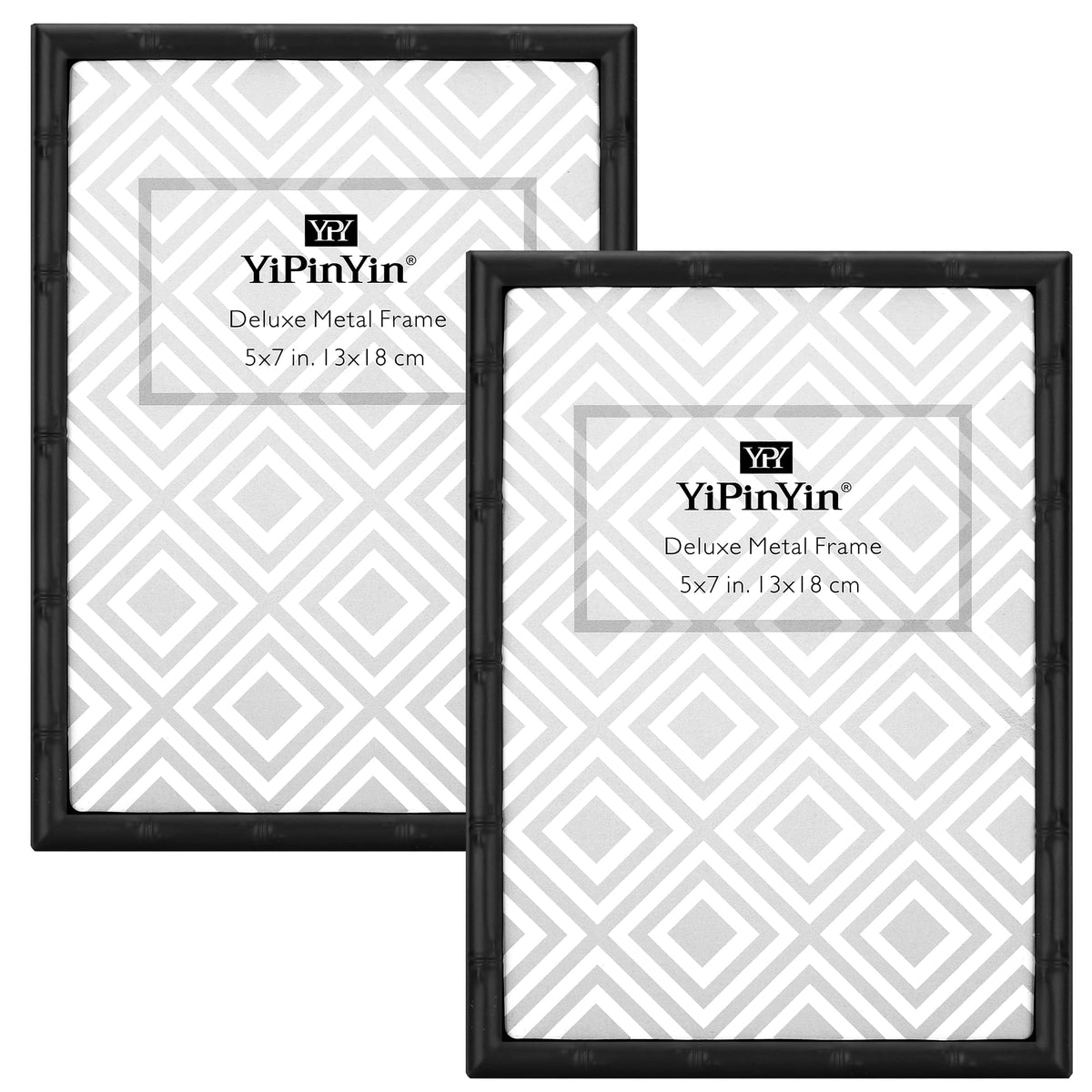 4x6'' Bamboo Detail Double Photo Frames,Silver 6x4'' Double Metal Picture Frames,Elegant Silver Plated Photo Frames 4 x 6'' With Soft Touch Velvet Backing and Real Glass for Desktop and Shelf Decor