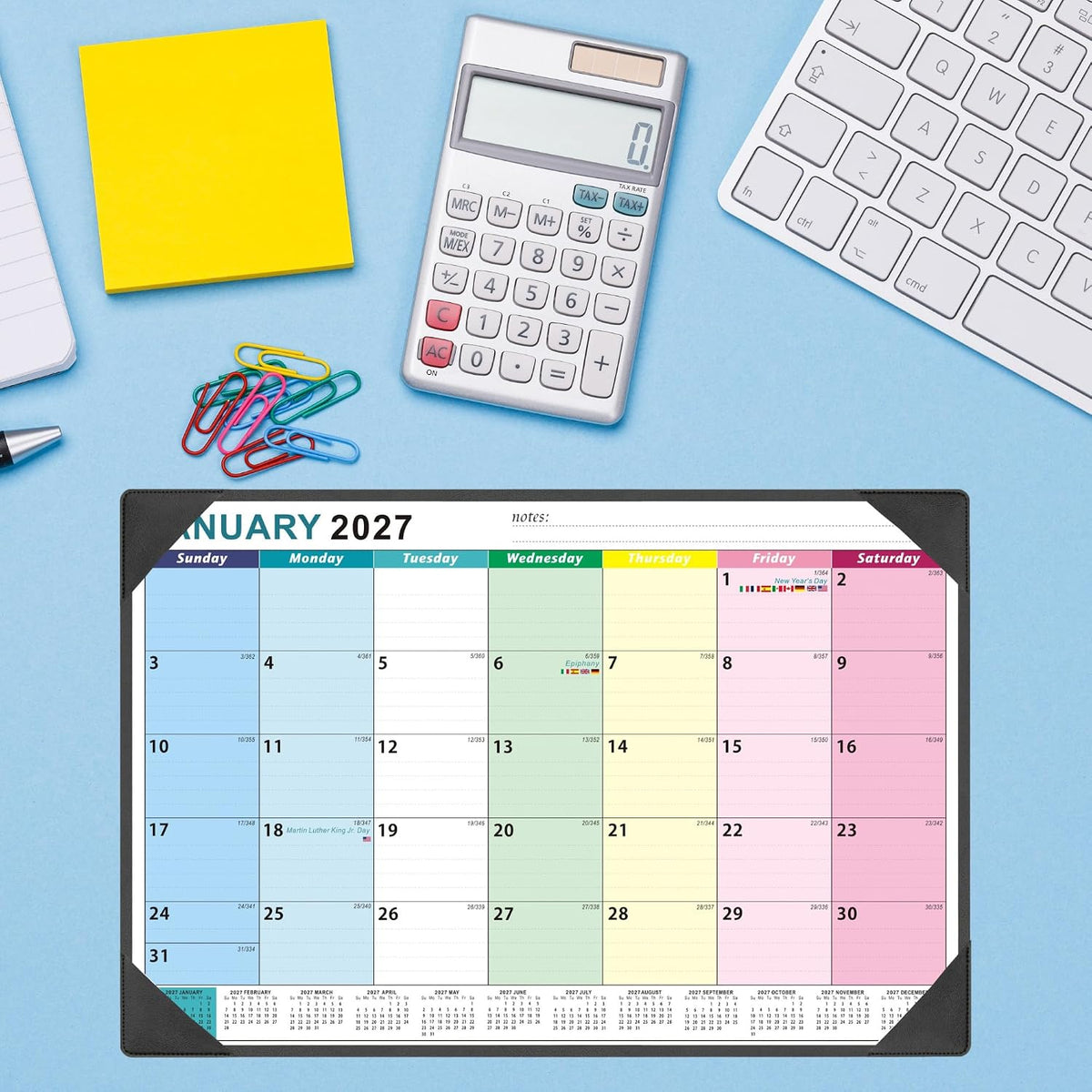 Large Desk Calendar 2027-2028 17'' X 22'' with Desktop Mat18 Months