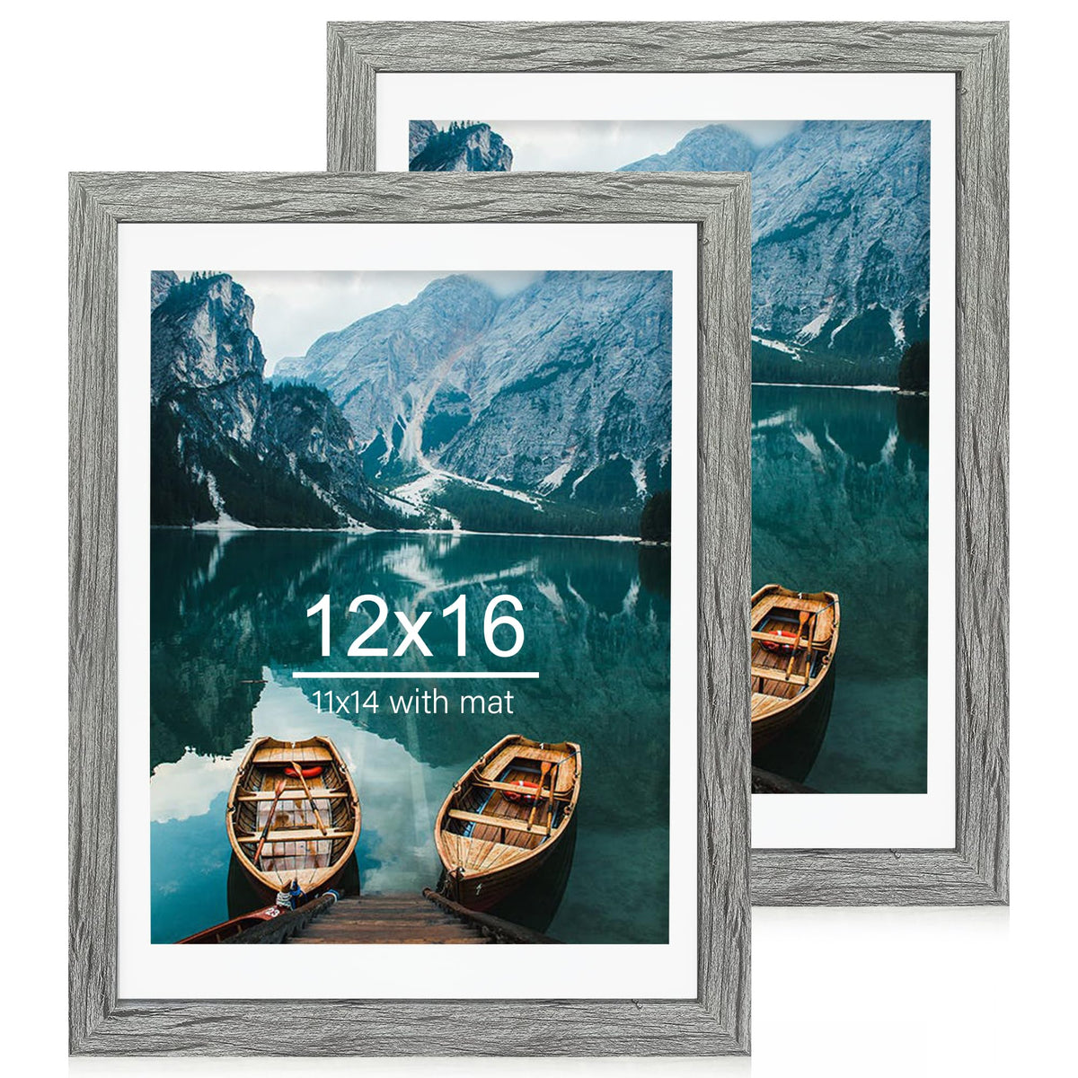 Hongkee 8x11 Picture Frame Set of 2, Real Glass, Rustic Brown Wood Frame
