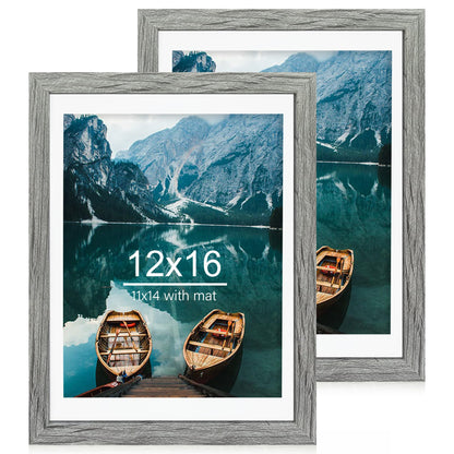Hongkee 8x11 Picture Frame Set of 2, Real Glass, Rustic Brown Wood Frame