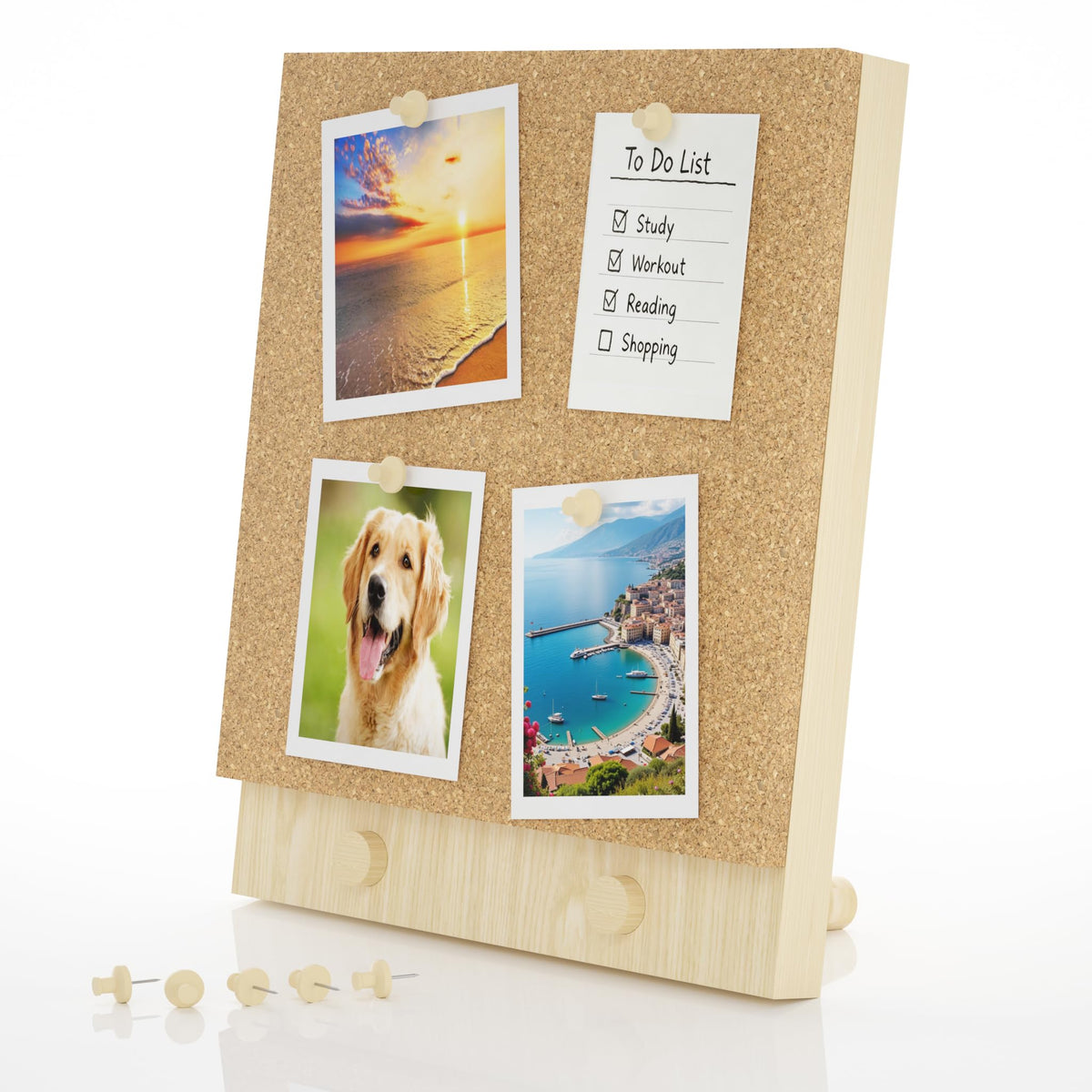 Trycooling Wood Frame Bulletin Board, Cork Board, Wood, Small