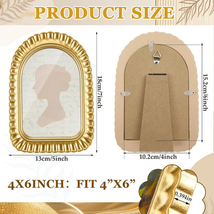 AceOrbit 4x6 Inch Gold Petal Arched Picture Frame Vintage Scalloped