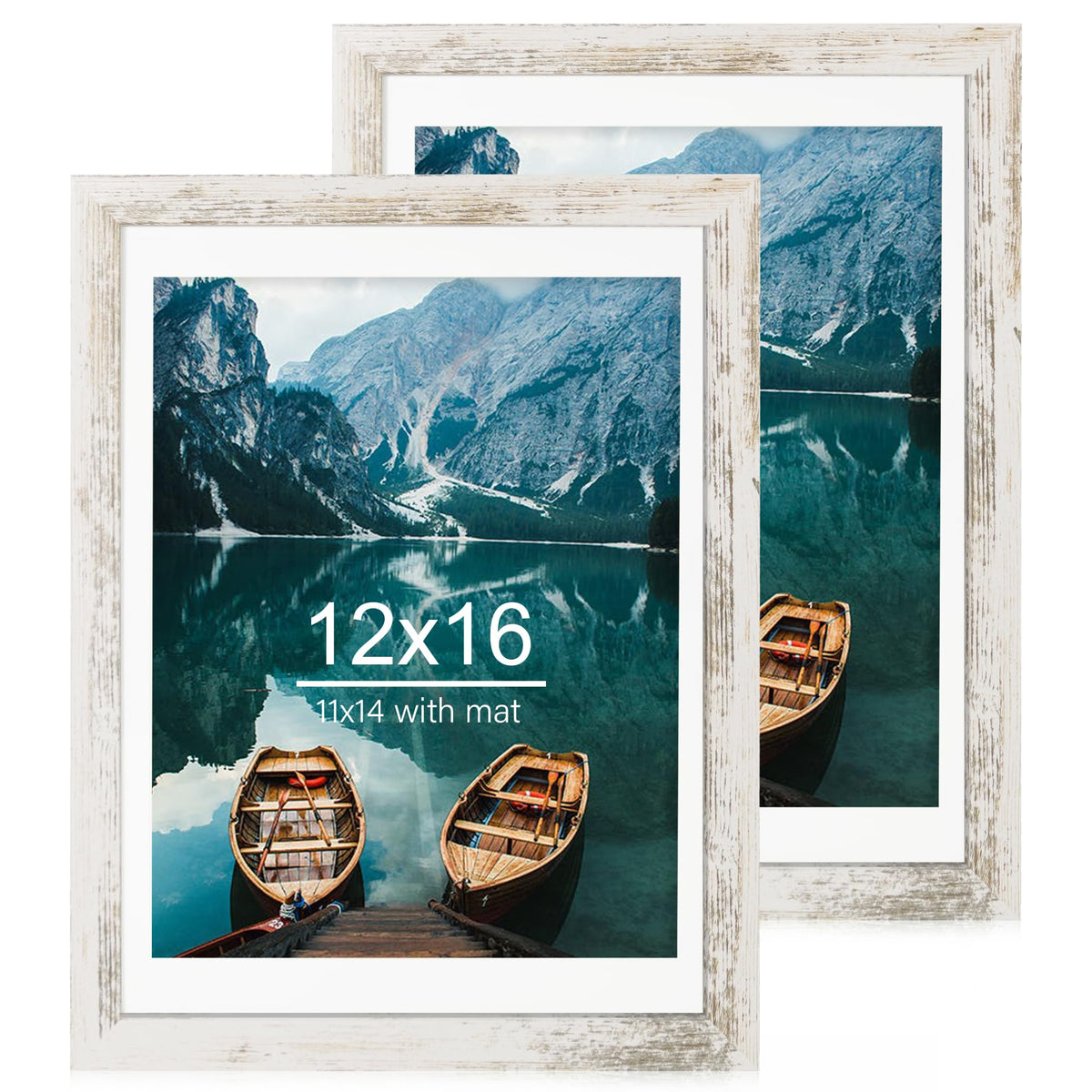 Hongkee 8x11 Picture Frame Set of 2, Real Glass, Rustic Brown Wood Frame
