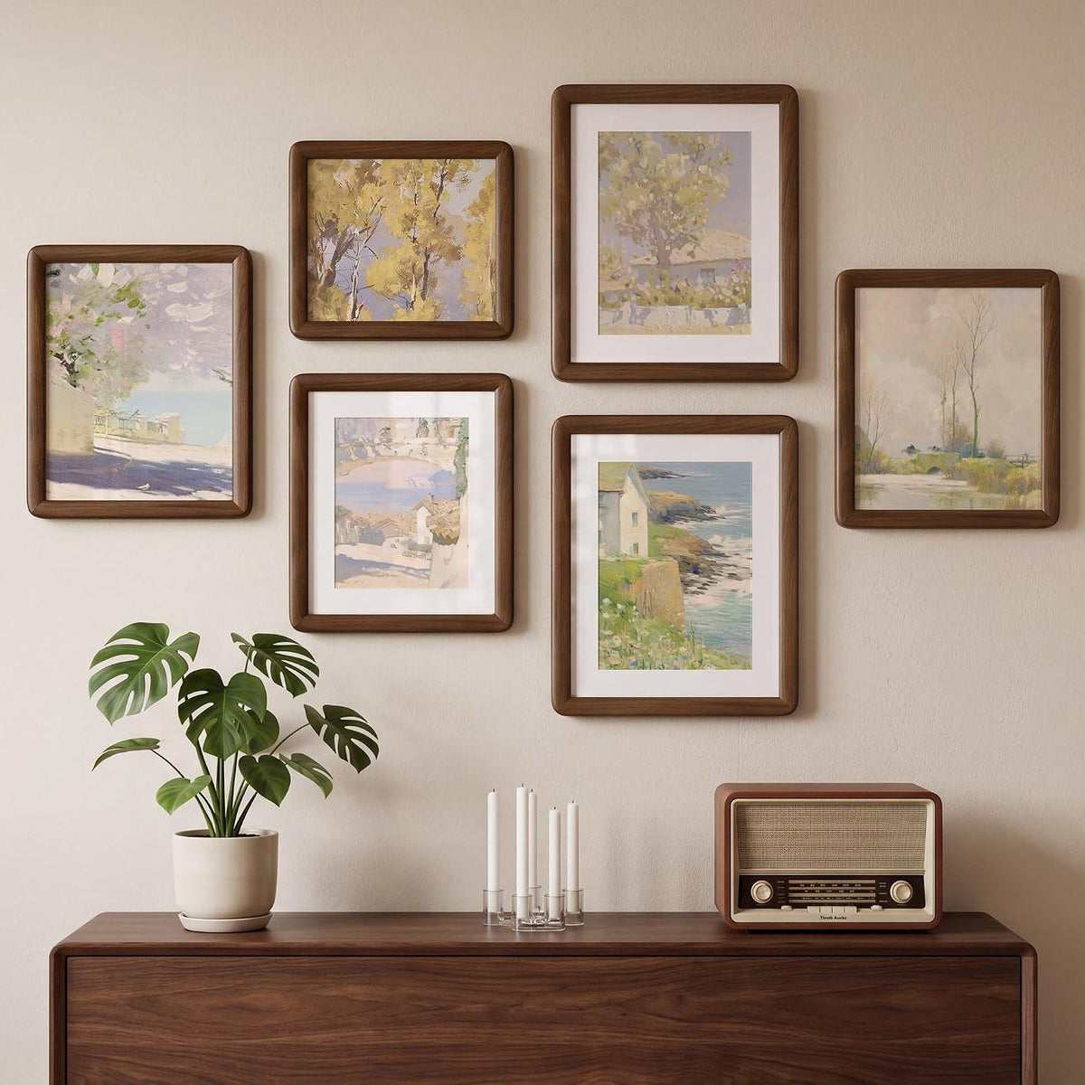 6x6 Picture Frame, USA-Sourced Walnut Wood Photo Frame with Tempered Glass, Handcrafted Rustic Farmhouse Frame for Wall & Tabletop Display, Matted to 4x4