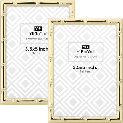 4x6'' Bamboo Detail Double Photo Frames,Silver 6x4'' Double Metal Picture Frames,Elegant Silver Plated Photo Frames 4 x 6'' With Soft Touch Velvet Backing and Real Glass for Desktop and Shelf Decor
