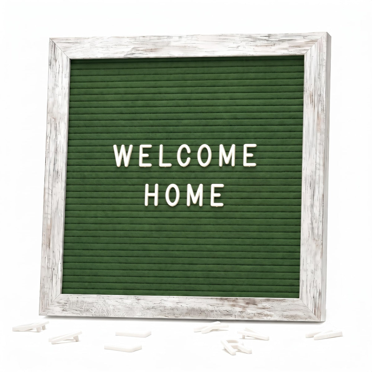 White Felt Letter Board 10x10in, 336 Letters, Wood Frame Message Board