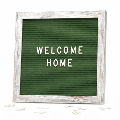 White Felt Letter Board 10x10in, 336 Letters, Wood Frame Message Board