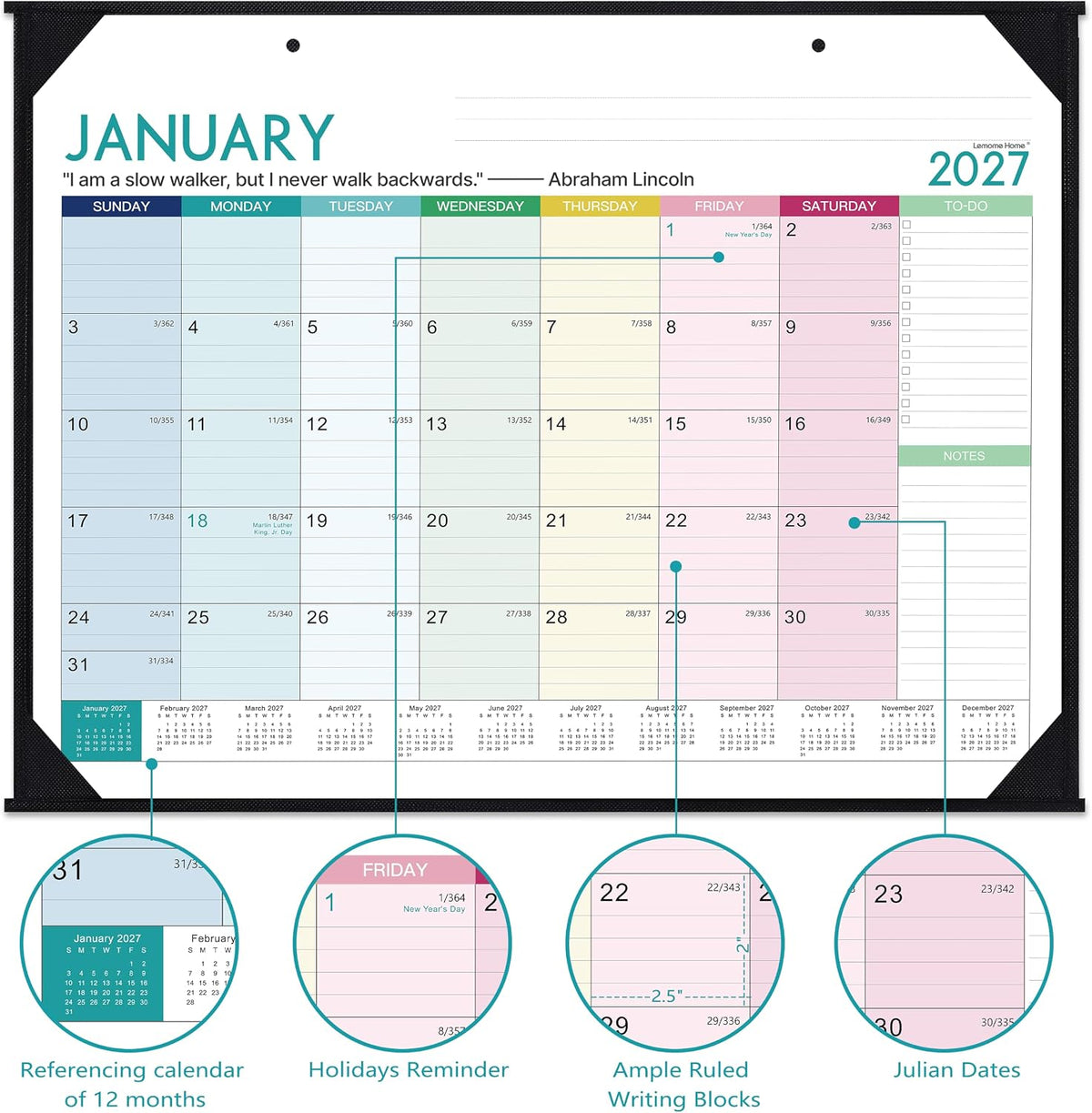 2027 Desk Calendar - Desk Calendar 2027, 22" x 17",Jan 2027 - Dec 2027