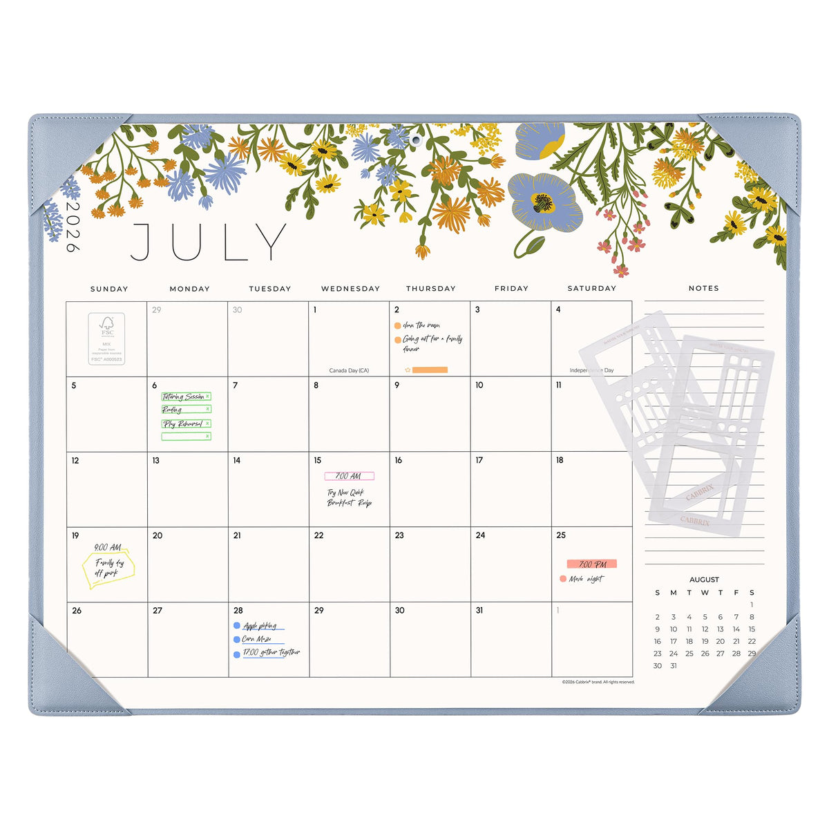Desk Calendar 2026-2027 with Desktop Mat, Cabbrix Large Desk Pad Calendar 21 x 17 Inch Cover 18 Months Runs From July 2026 to December 2027, Floral Design Calendar 2026 for Home School and Office (Apricot, 21 x 17")