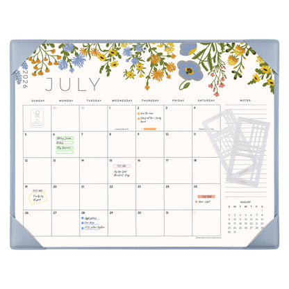 Desk Calendar 2026-2027 with Desktop Mat, Cabbrix Large Desk Pad Calendar 21 x 17 Inch Cover 18 Months Runs From July 2026 to December 2027, Floral Design Calendar 2026 for Home School and Office (Apricot, 21 x 17")