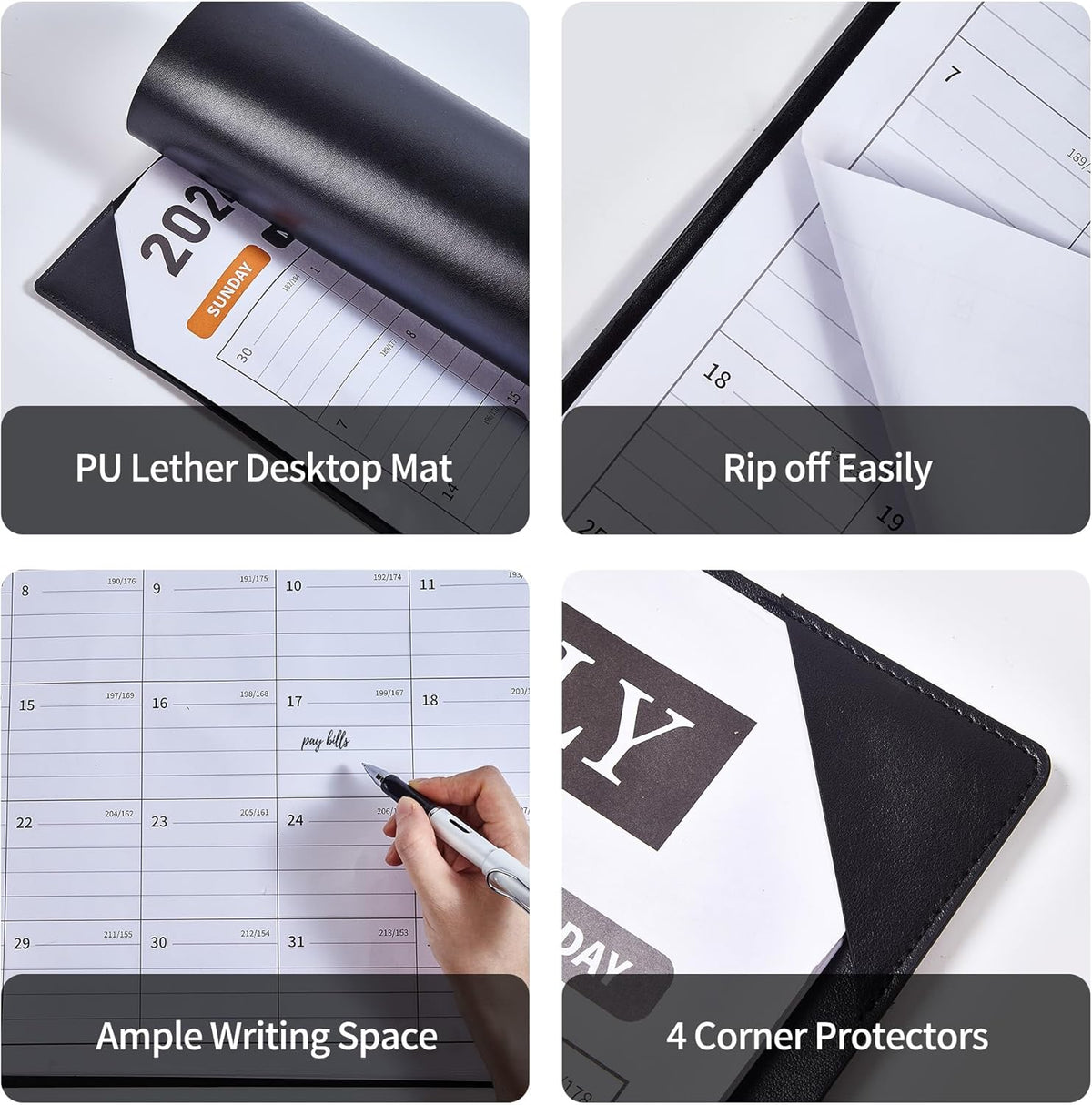 Desk Calendar 2026-2027, 22 x 17, Jun. 2026-Dec. 2027, PU Desk Pad