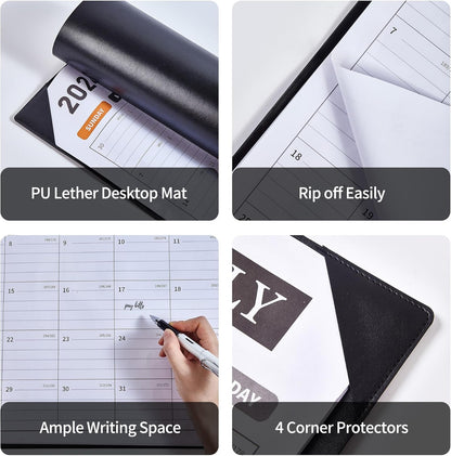 Desk Calendar 2026-2027, 22 x 17, Jun. 2026-Dec. 2027, PU Desk Pad