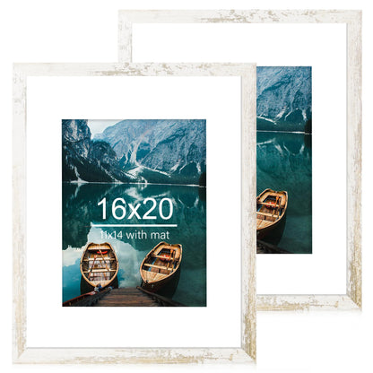 Hongkee 8x11 Picture Frame Set of 2, Real Glass, Rustic Brown Wood Frame