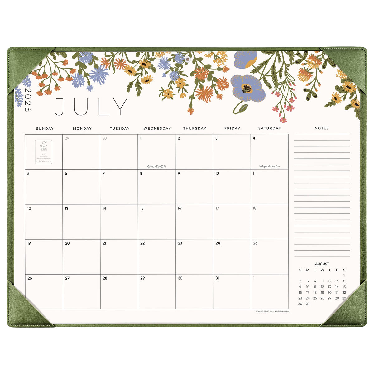 Desk Calendar 2026-2027 with Desktop Mat, Cabbrix Large Desk Pad Calendar 21 x 17 Inch Cover 18 Months Runs From July 2026 to December 2027, Floral Design Calendar 2026 for Home School and Office (Apricot, 21 x 17")