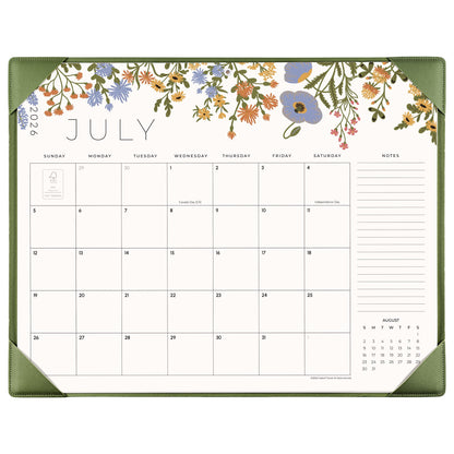 Desk Calendar 2026-2027 with Desktop Mat, Cabbrix Large Desk Pad Calendar 21 x 17 Inch Cover 18 Months Runs From July 2026 to December 2027, Floral Design Calendar 2026 for Home School and Office (Apricot, 21 x 17")