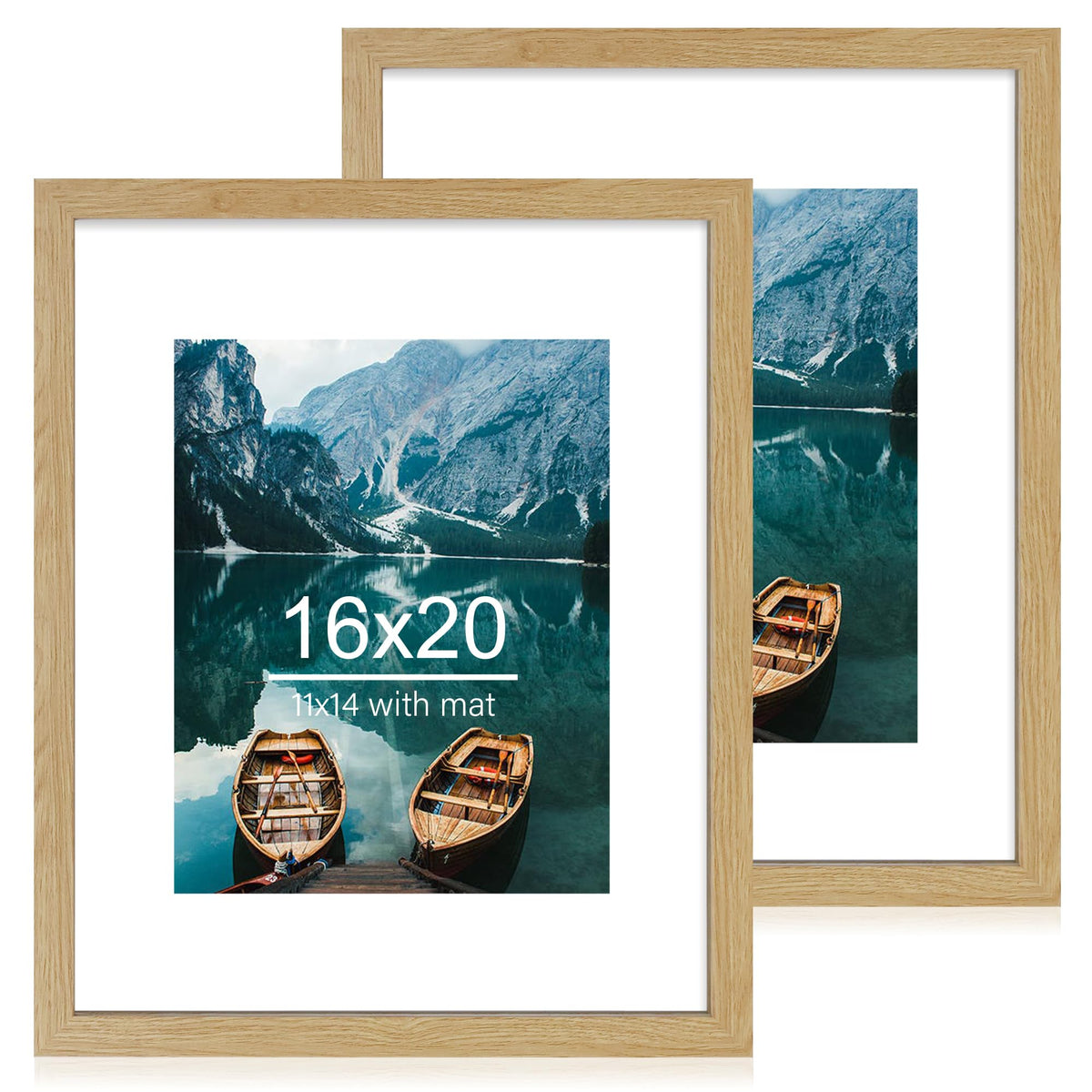 Hongkee 8x11 Picture Frame Set of 2, Real Glass, Rustic Brown Wood Frame